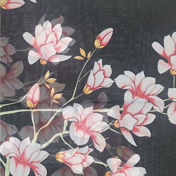 MAGNOLIA FLOWER CHIFFON SCARF! - Picture 4 of 6
